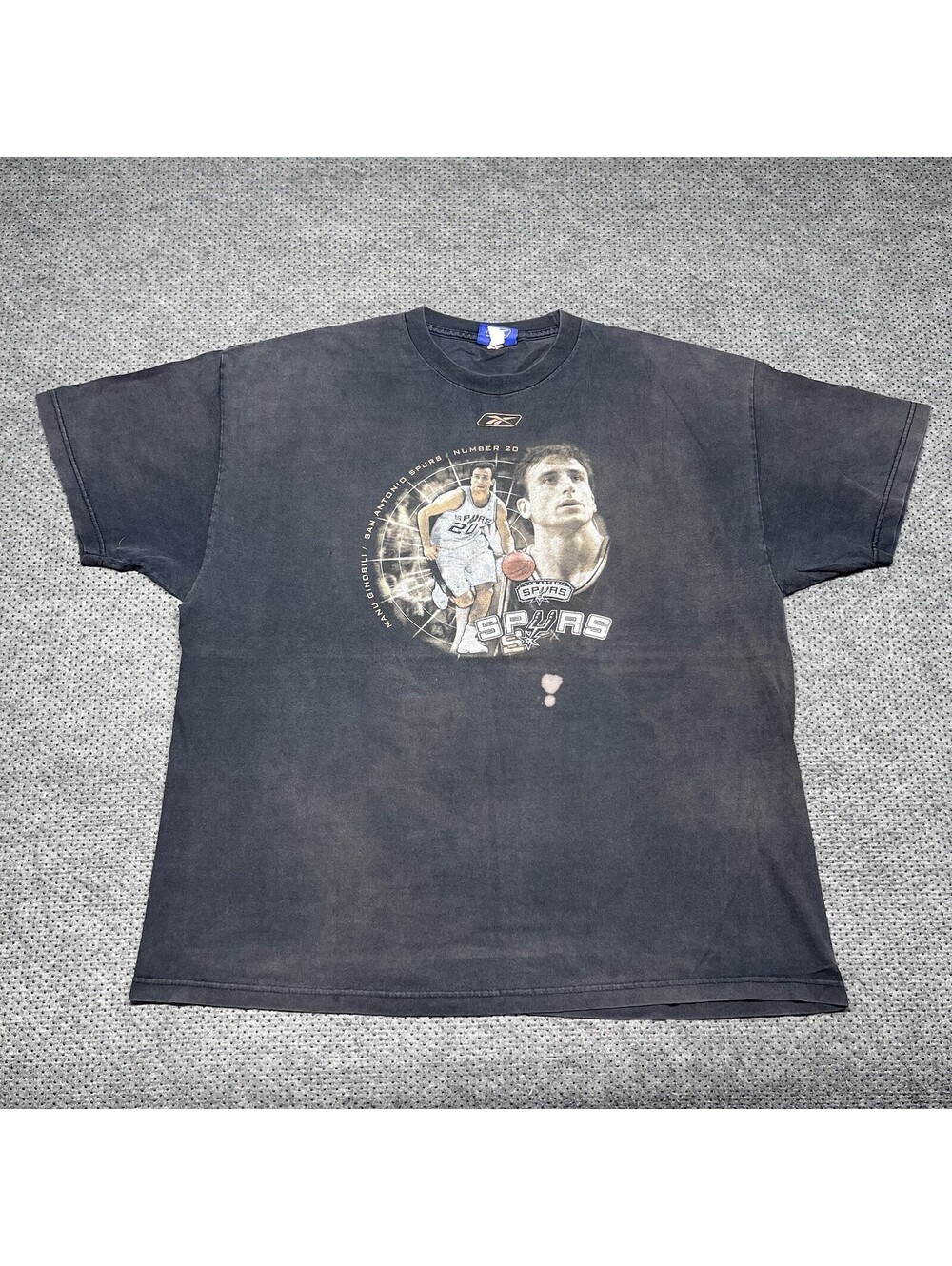 Vintage Reebok San Antonio Spurs Ginobili Manu T-Shirt XL Rare Men’s Black